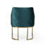 Chaise d'appoint tendance au look moderne, bleu sarcelle, base en fer robuste élégante avec accents dorés, revêtement en velours, structure