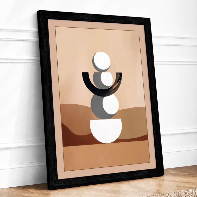 Stacked Forms In Sand Minimalist - Print, A1 - 84.1 x 59.4 cm, Black