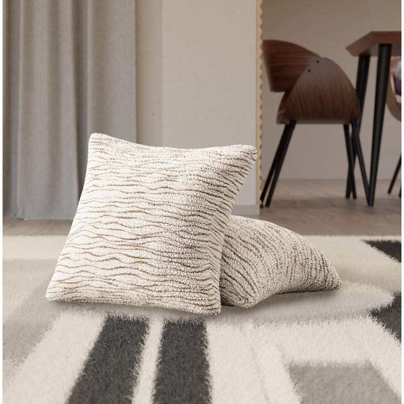 Housse extensible pour coussin décoratif - Durable et élégant - Collection Printed (ensemble de 2), Vanille Righe