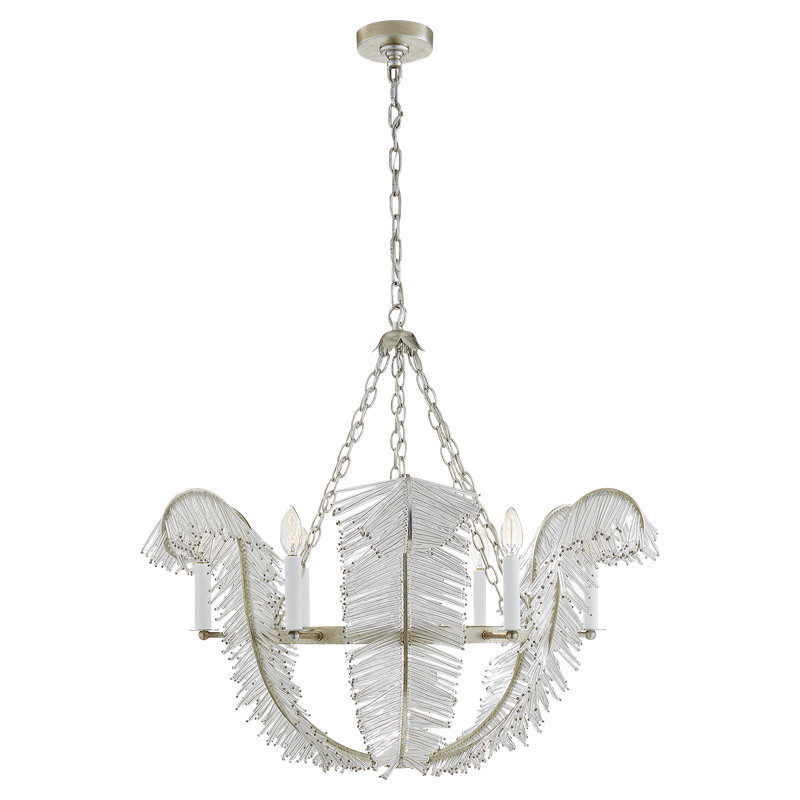 Calais 6 - Light Chandelier, Burnished Silver Leaf