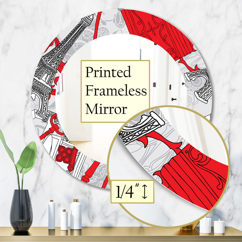 Dessin d'un miroir mural Paris avec clés, H 31,5 po x l po