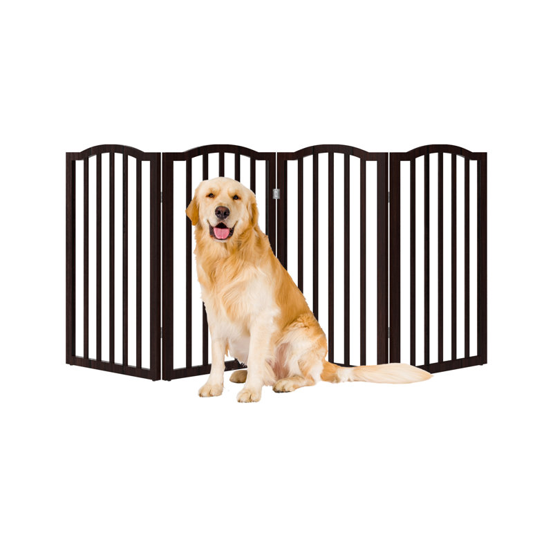 White 4-Panel Freestanding Metal Pet Gate for Stairs and Doorways
