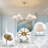 6-Light Chandelier with Pleated Fabric Shades and PVC Lining-1903637768