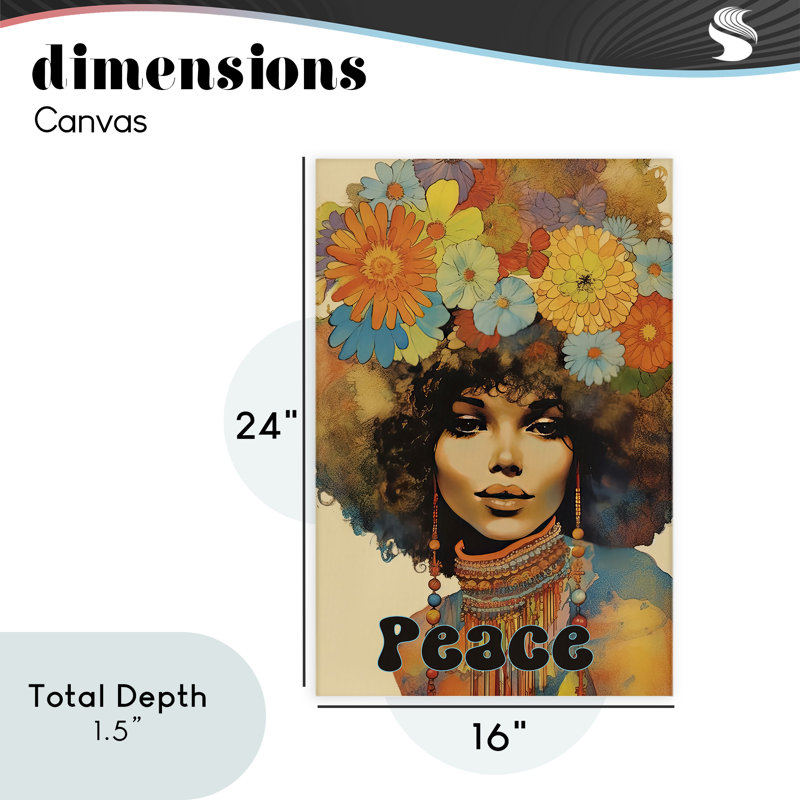 «Peace Groovy Afro Girl», par Sasha, H 24 po x l 16 po