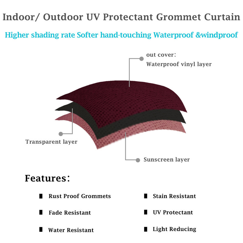 Waterproof Thermal Insulated Outdoor Patio Curtain, 52" W x 94" L, Red