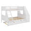 Lit simple superposé au dessus d'un lit double avec bureau, tiroirs et tablettes-1579043820