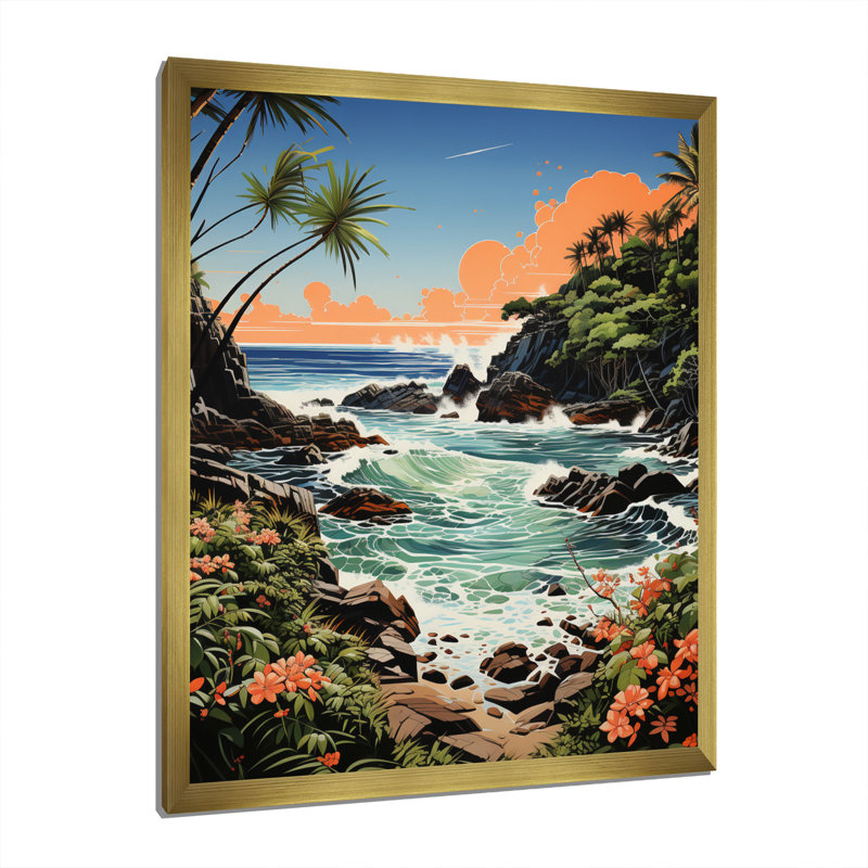 «Bara Coastaltropical Tropical Paradise II», reproduction sur toile, H 20 po x l 12 po x P 1 po, Encadrement doré