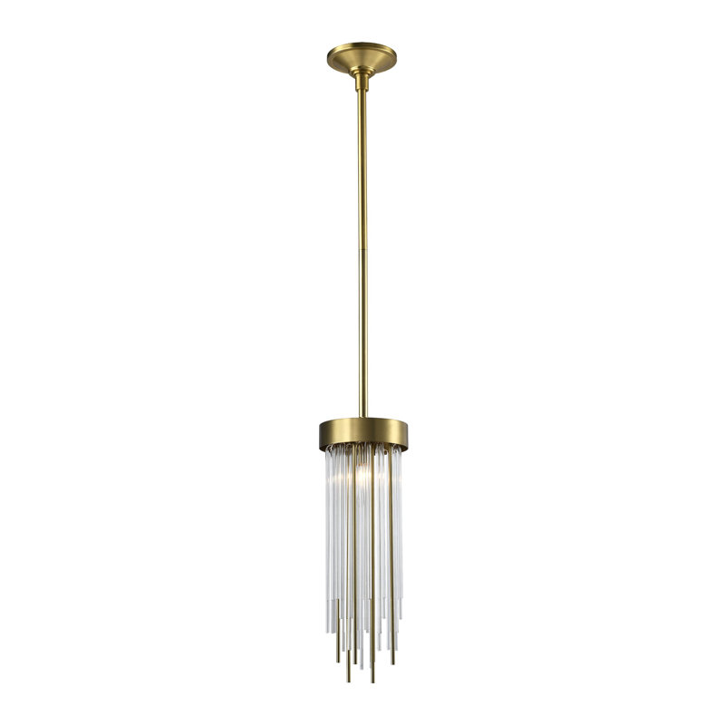 1-Light 6" Round Convertible Flush Crystal Mini-Pendant Light, Laiton vieilli