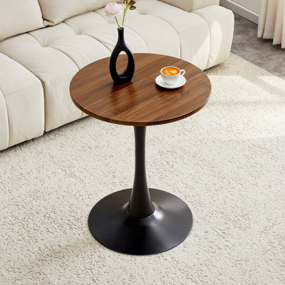 Table ronde, table de salle à manger moderne, table de salle à manger, plateau en panneau de fibres à densité moyenne et base tulipe en acier, table de cuisine, table basse de style Mid-Century pour salon 24 pouces, table de salle à manger ovale