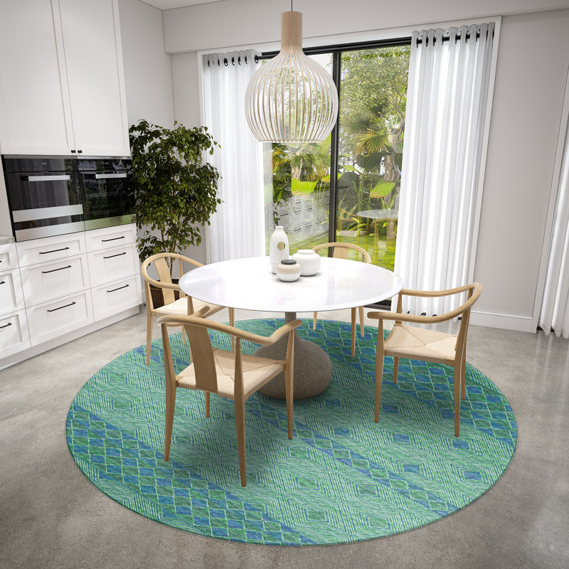 Ancell Chenille Washable Geometric Rug, Round 8'