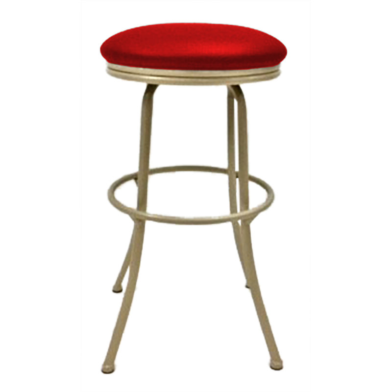 Swivel Upholstered Counter Stool with Metal Frame, Fire Red, Beige, Extra Tall (35" Seat Height)