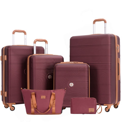 6 Piece Hardshell Luggage Set Hardside Lightweight Suitcase with TSA Lock Spinner Wheels