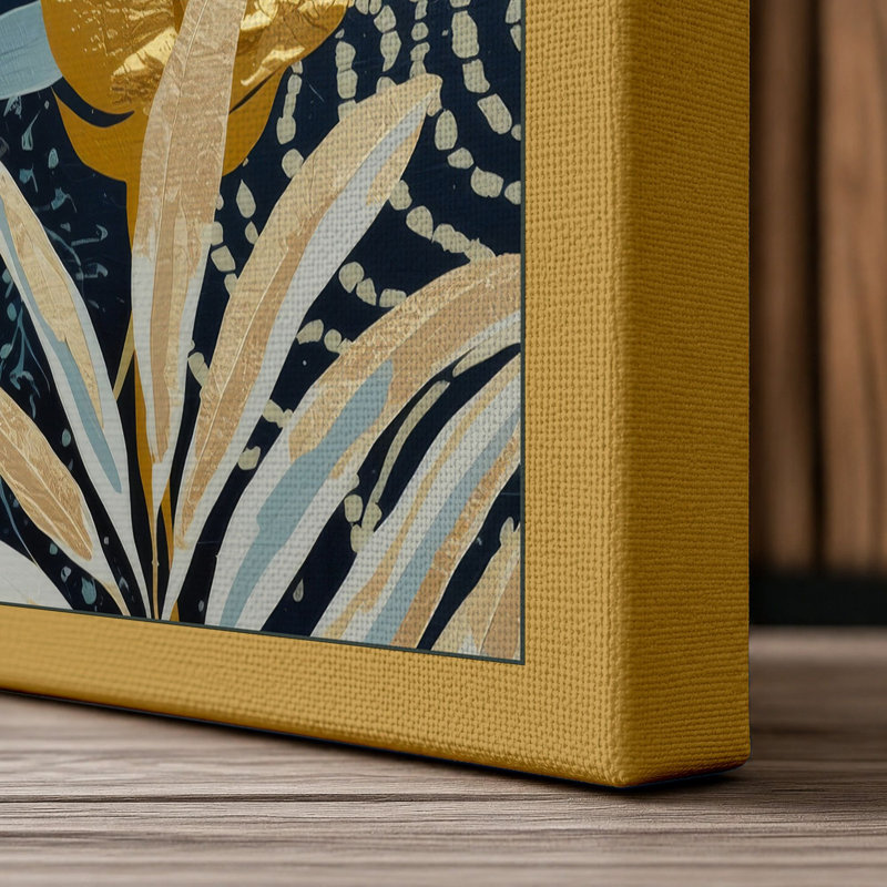 Golden Botanica Botanical - Wrapped Canvas, 30x20 - 76.2 x 50.8 cm, Ochre Border