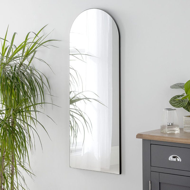 Fernelius Arched Framed Wall Mounted Full Length Mirror, Black