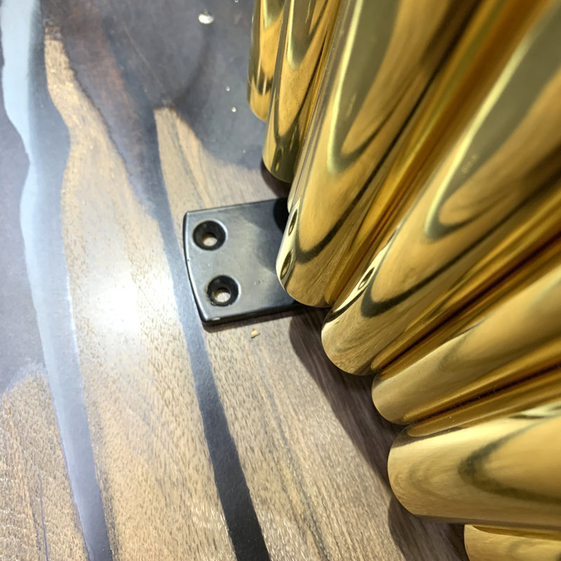 Walnut Metal Base Dining Table, Black/Gold, H75 x L275 x W122cm