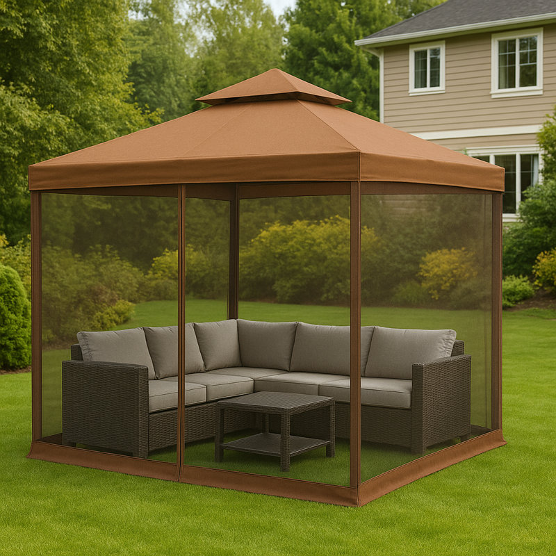 Mosquito Screen Netting With Zipper for Wood Framed Gazebos