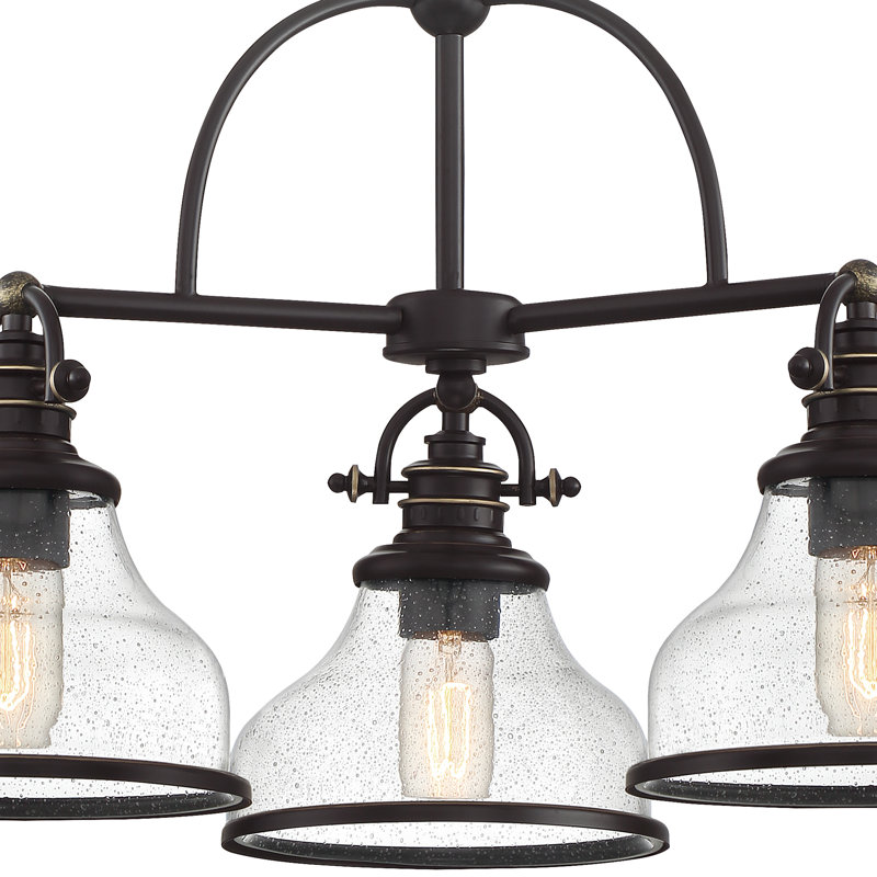 Grant 3-Light Palladian Bronze Chandelier, Palladian Bronze, Clear Seeded