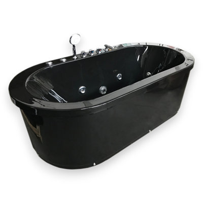 CANCUN 73" Freestanding Black Whirlpool Bathtub with Air & Water Jets
