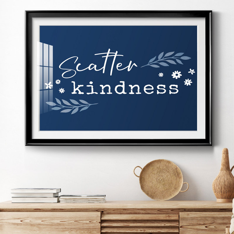 Kindness - Cadre photo, art textuel, Papier encadré noir, H 18,5 po x l 24,5 po x P 1,5 po, Blanc mat