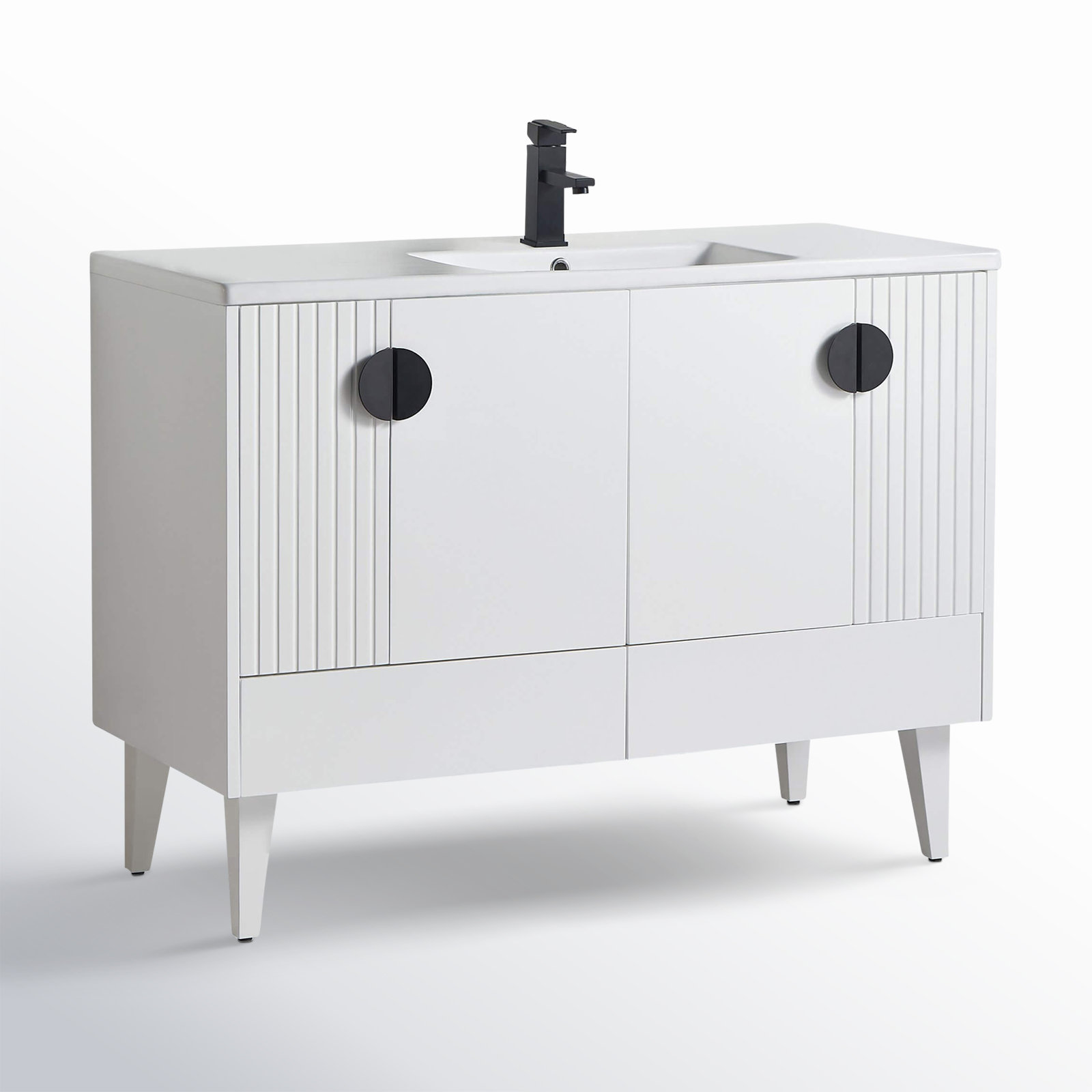 Saimah 48'' Single Bathroom Vanity, White Matte, Black