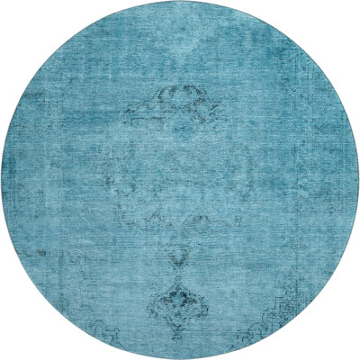 Premium Machine Washable Kiyondrea Blue Rug