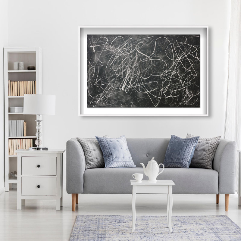 Oliver Gal Minimalist Melodies Abstract - Luxury Shadowbox Framed Wall Art, 37.5" H x 55.5" W, White