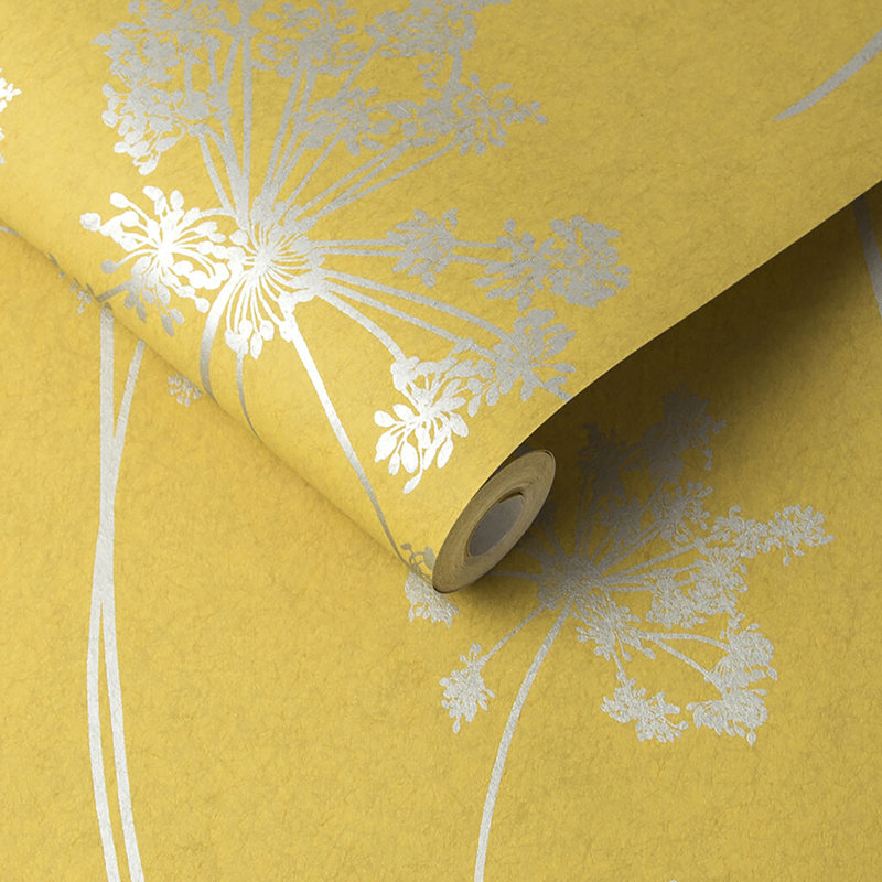 Anthriscus Floral Metallic Wallpaper Roll, Summer