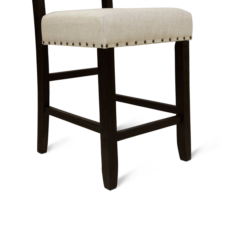 Ensemble de salle à manger 5 pièces en bois massif Adler, Tabouret de comptoir (siège d'une hauteur de 25 p, Noir antique