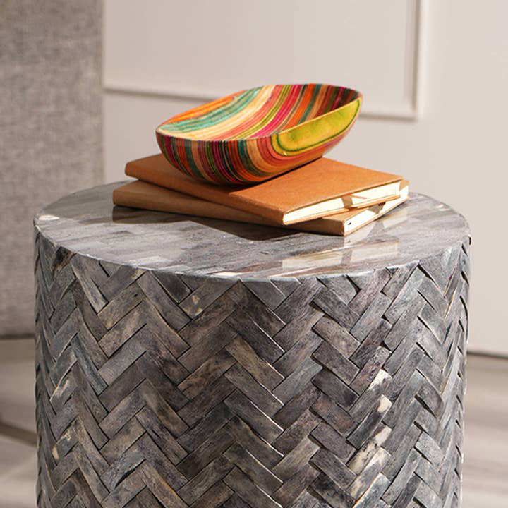 Table d'appoint | Table de bout en os avec motif D-Mate | 18 po