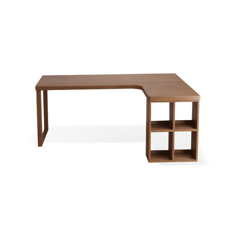 Bureau d'écriture en L en noyer massif, Retour à droite, H 29,53 po x l 62,99 po x P 39,37 po