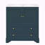 Meuble-lavabo 30 po avec lavabo en céramique, armoire de rangement autoportante moderne avec poignées dorées, portes à fermeture douce, bleu