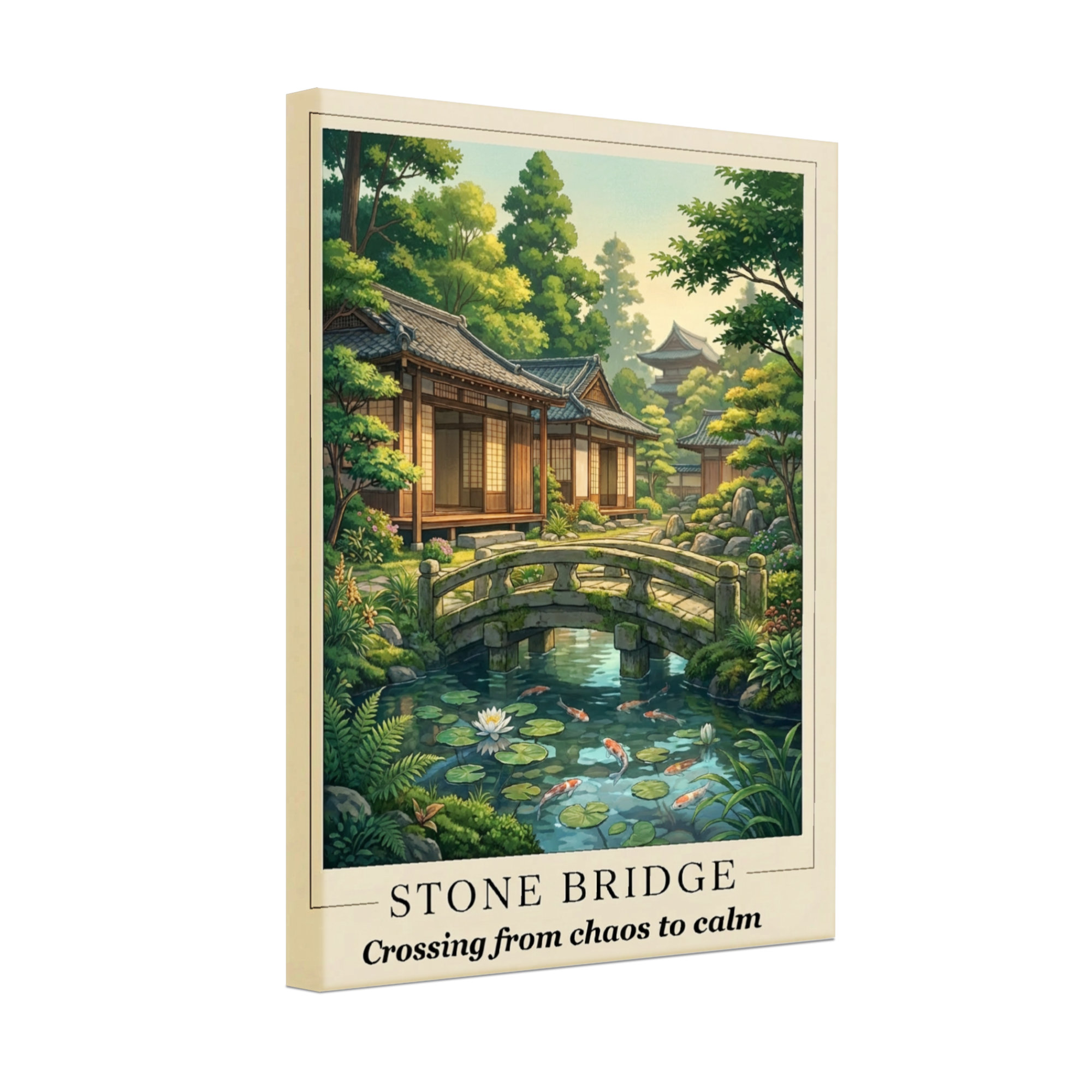 Red Barrel Studio Landscape & Nature Stone Bridge Garden Scene ...