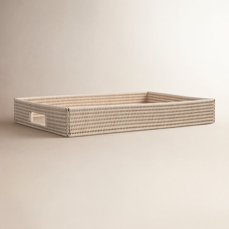 Landers Rattan Tray, White Wash