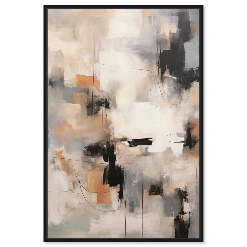 "Up to date Moments", art mural abstrait sur toile par Art Remedy, H 55 po x l 37 po, Cadre noir