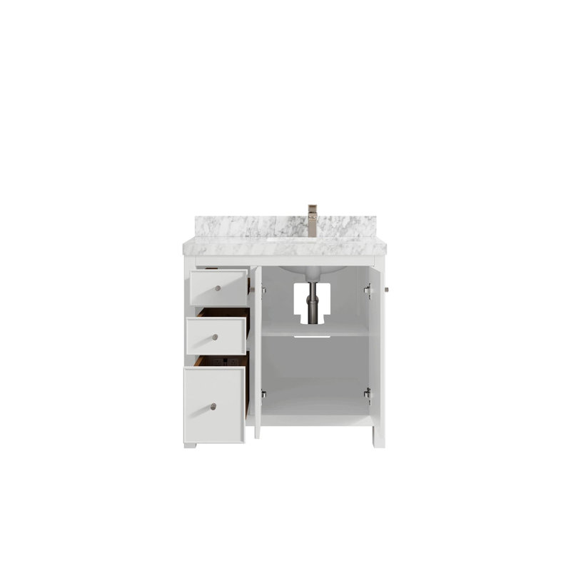 Meuble-lavabo simple 36 po avec plateau en marbre Bronya