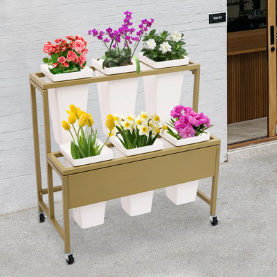2-Tier Flower Display Stand With 6Pcs Buckets