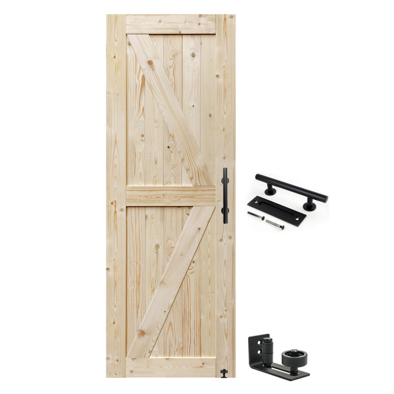 Unfinished Natural Spruce 30'' x 84'' Sliding Barn Door