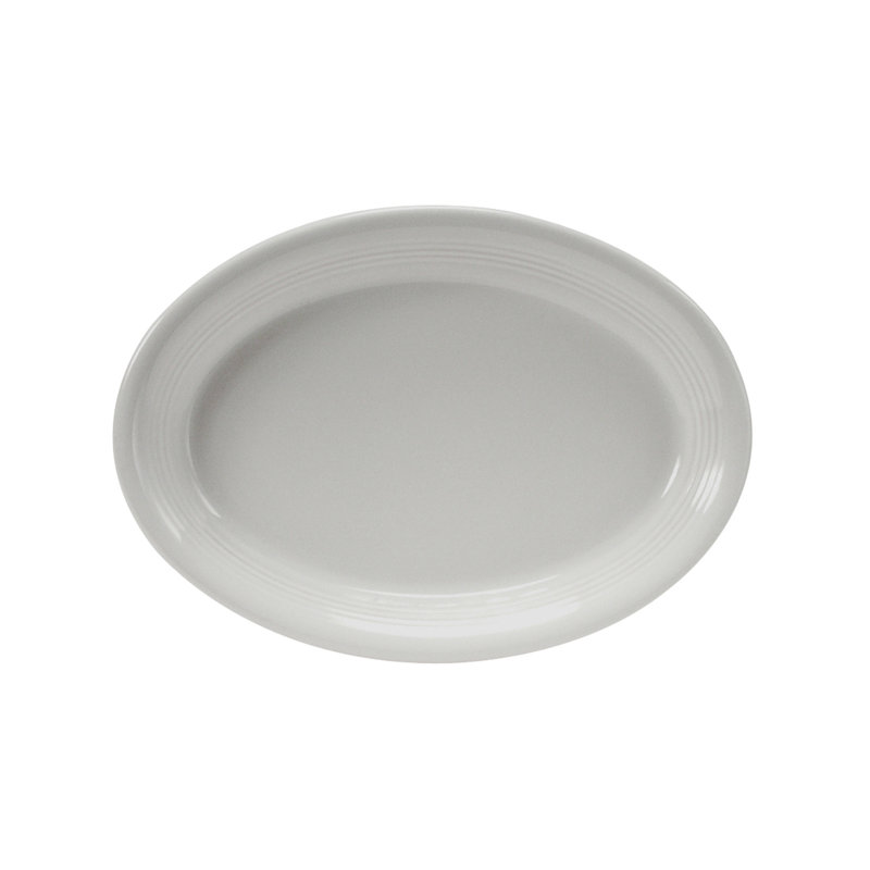 Tuxton Concentrix Ceramic Platter, White, 0.75" H x 11.5" W x 8.75" D