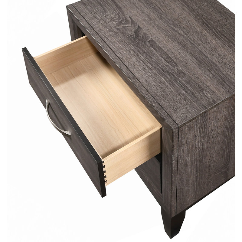 Table de chevet contemporaine à 2 tiroirs Table de bout à deux tiroirs de rangement Poignées en métal Mobilier de chambre à coucher en bois