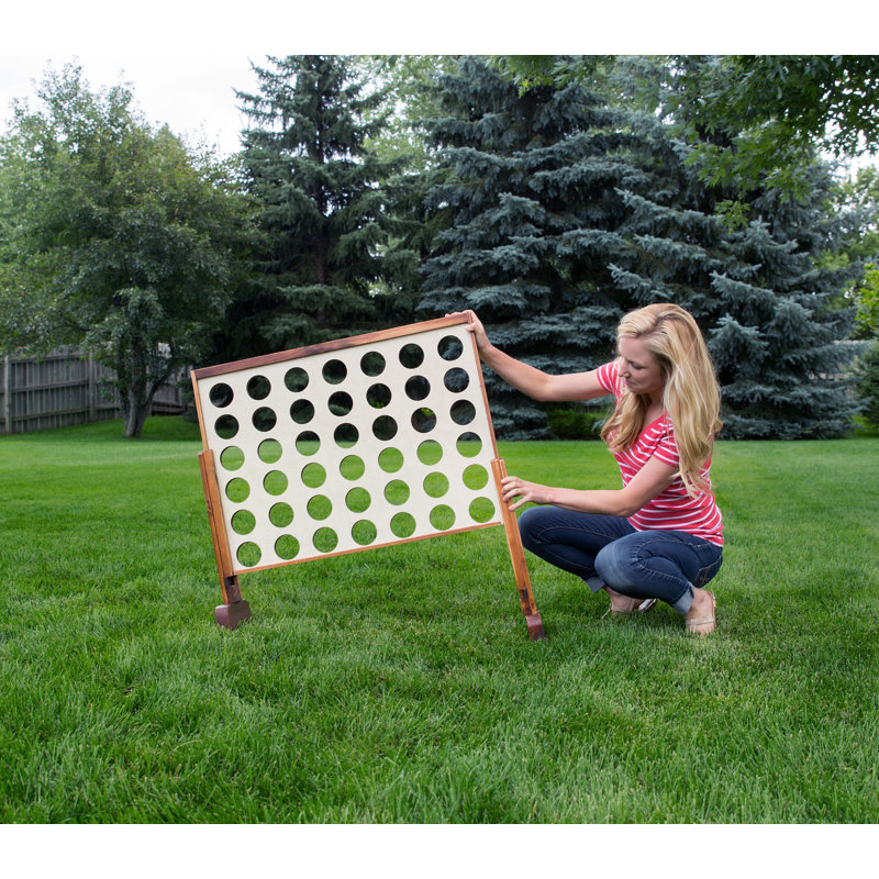 Giant Wooden 4-In-A-Row Game with Red and Blue Coins