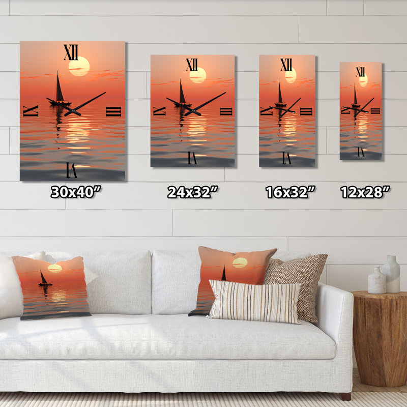 Coastal Sunset Serenity - Horloges murales côtières, Grand