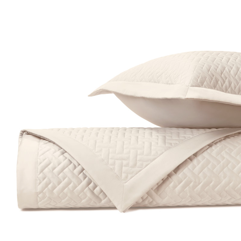 Basketweave Quilted Sateen Coverlet Set, Light Pink, King Quilt + 3 Euro Shams