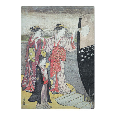 Tempered Glass Disembarking from the Boat by Torii Kiyonaga Chopping Board