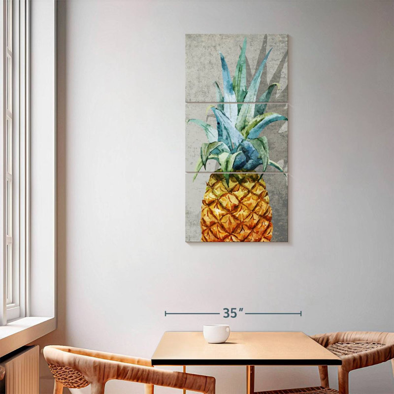 Ensemble d'ananas sur toile 3 pièces, H 62 po x l 30 po x P 1,25 po