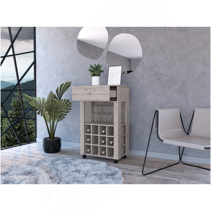 Ambler 1-Drawer 12-Bottle Wine Cabinet Light Grey