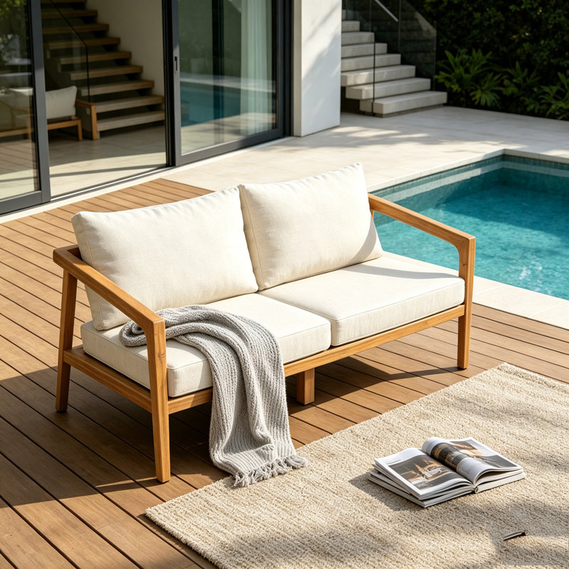 Canapé d'extérieur en bois pour causeuse