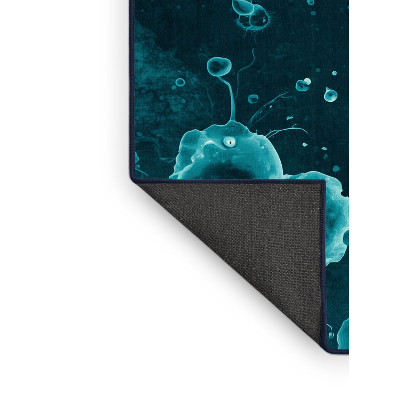 Tapis vert / bleu marine doux et moelleux Bleeker Bacteria sous microscope, 7 x 9