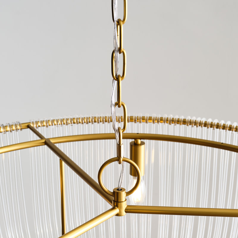Chapman & Myers Pierce 6 Light Dining Room Pendant With Clear Shade, 82" H x 28" W x 28" D, Burnished Brass