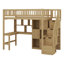 Lit mezzanine en bois avec bureau intégré, DEL, tablettes de rangement, armoires et escalier-1560349228