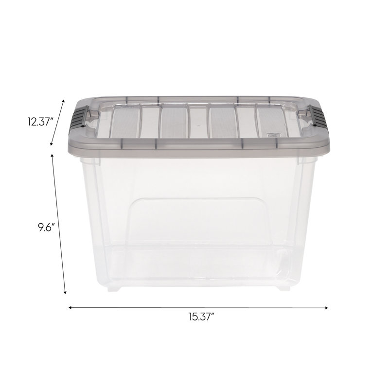 54 Qt./13.5 Gal. Plastic Storage Box with Latching Lid in Clear, 19, 9.625"H x 12.375"W x  15.375"D